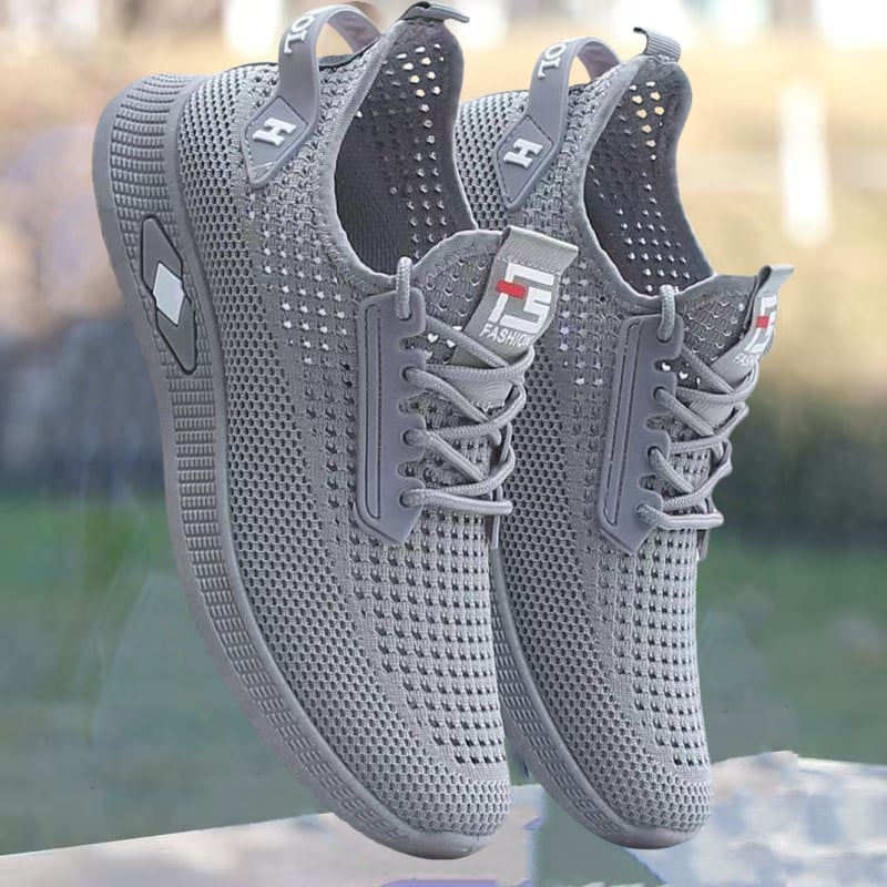 Спортни кежуал обувки за пролет, дишаща мрежеста горна част, лека гумена подметка, кръгъл нос, връзки