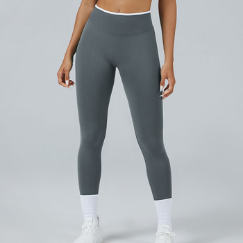 Pantaloni de yoga pentru sporturi în aer liber, pantaloni de yoga fitness fără cusături în stil european și american, pantaloni pentru femei cu talie înaltă și ridicare a șoldurilor în blocuri de culoare 