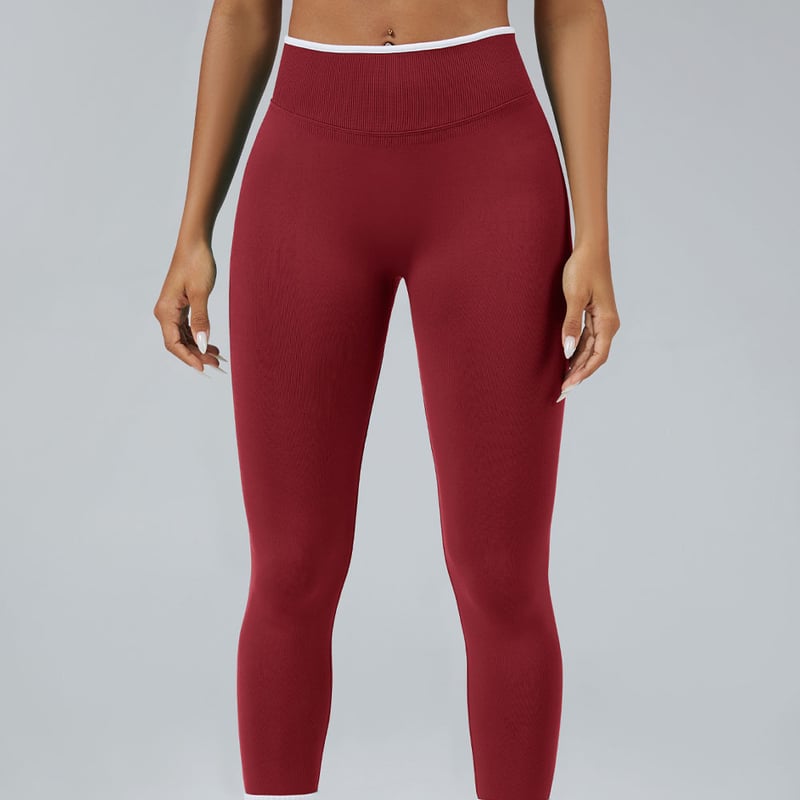 Pantaloni de yoga pentru sporturi în aer liber, pantaloni de yoga fitness fără cusături în stil european și american, pantaloni pentru femei cu talie înaltă și ridicare a șoldurilor în blocuri de culoare 