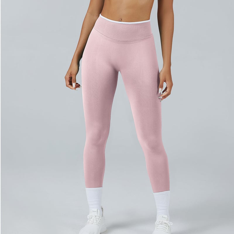 Pantaloni de yoga pentru sporturi în aer liber, pantaloni de yoga fitness fără cusături în stil european și american, pantaloni pentru femei cu talie înaltă și ridicare a șoldurilor în blocuri de culoare 