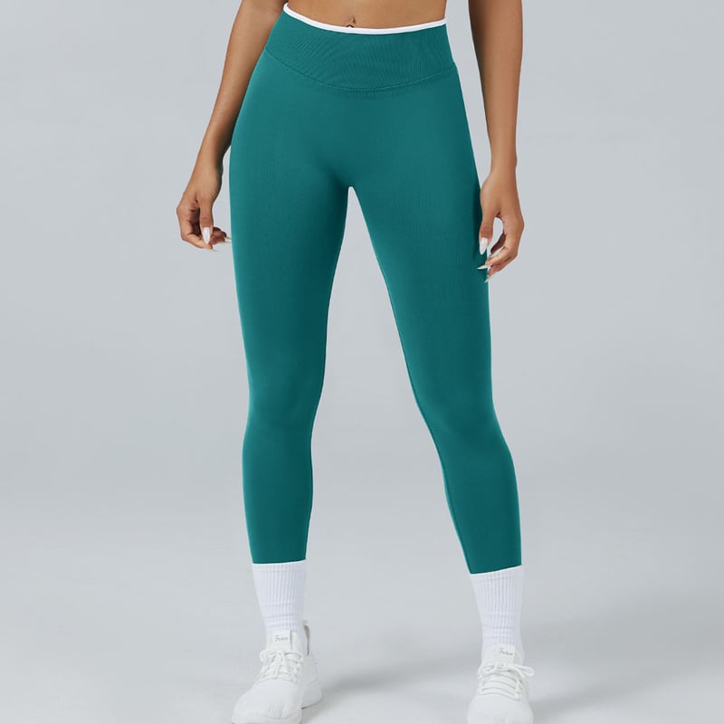 Pantaloni de yoga pentru sporturi în aer liber, pantaloni de yoga fitness fără cusături în stil european și american, pantaloni pentru femei cu talie înaltă și ridicare a șoldurilor în blocuri de culoare 