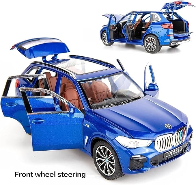 Кола BMW X5, Метална, 1:24 мащаб, Звук и светлина, Син, Без кутия