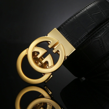 Curea bărbătească nouă din piele cu cataramă automată și litera G, universală și strângătoare, confecționată din piele naturală de vițel, lățime 3,5 cm