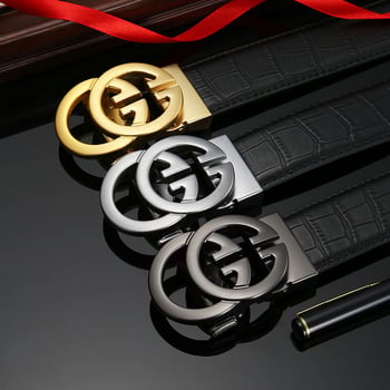 Curea bărbătească nouă din piele cu cataramă automată și litera G, universală și strângătoare, confecționată din piele naturală de vițel, lățime 3,5 cm