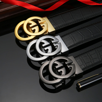 Curea bărbătească nouă din piele cu cataramă automată și litera G, universală și strângătoare, confecționată din piele naturală de vițel, lățime 3,5 cm