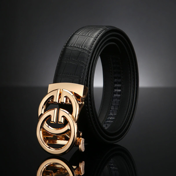 Curea bărbătească nouă din piele cu cataramă automată și litera G, universală și strângătoare, confecționată din piele naturală de vițel, lățime 3,5 cm