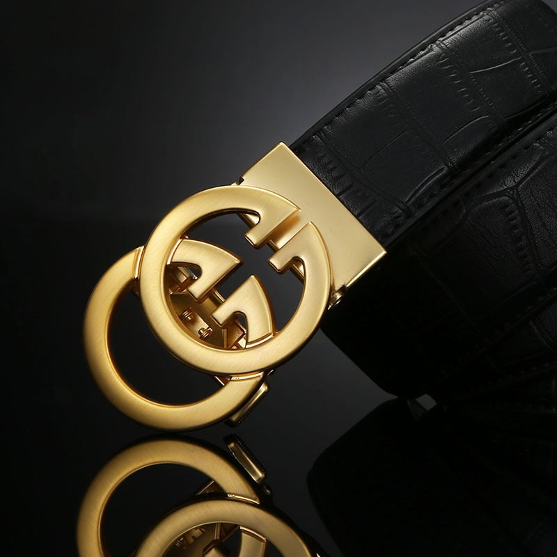 Curea bărbătească nouă din piele cu cataramă automată și litera G, universală și strângătoare, confecționată din piele naturală de vițel, lățime 3,5 cm