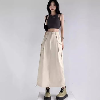 Naiste Ameerika stiilis midi seelik. Tööle sobiv, suvine A-lõikeline siluett kõrge vöökohaga, salendav, vabaaja, mitmekülgne, moodne.