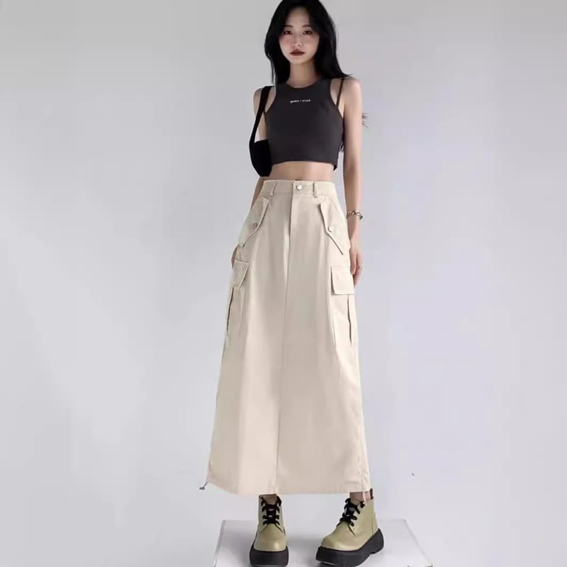 Naiste Ameerika stiilis midi seelik. Tööle sobiv, suvine A-lõikeline siluett kõrge vöökohaga, salendav, vabaaja, mitmekülgne, moodne.