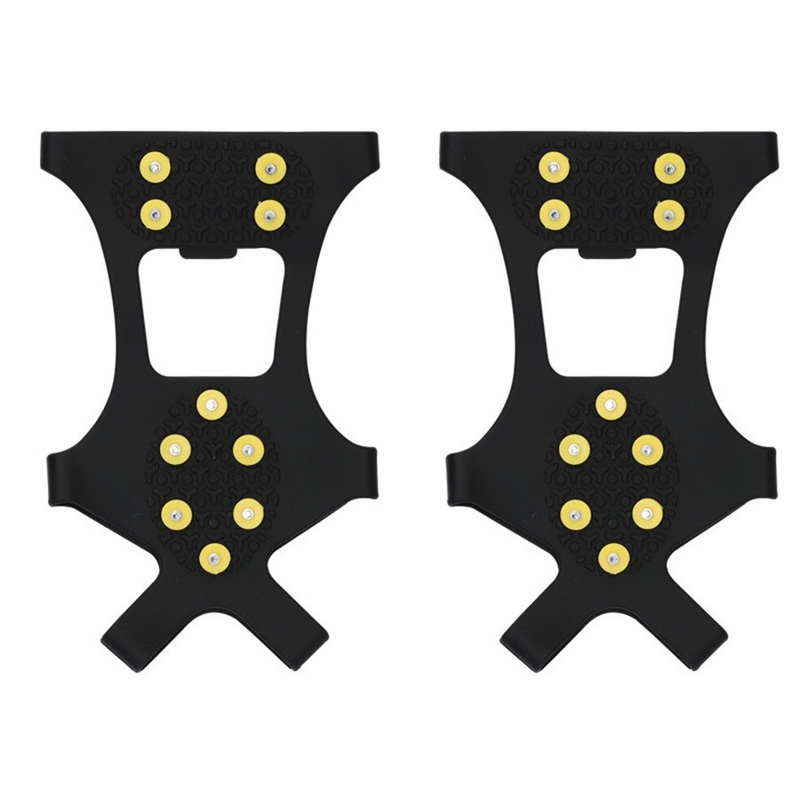 Трансгранични котки за сняг с 10 зъба, жълти шипове, противоплъзгащи се, устойчиви на износване, удебелени спортни котки за сняг