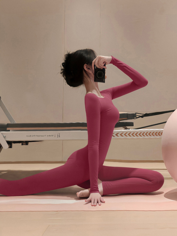 Set de yoga pentru femei, costum dintr-o singură piesă, mâneci lungi, croială Slim, căptușit cu fleece, pentru toate sezoanele, 75% nylon/poliamidă, 25% lycra