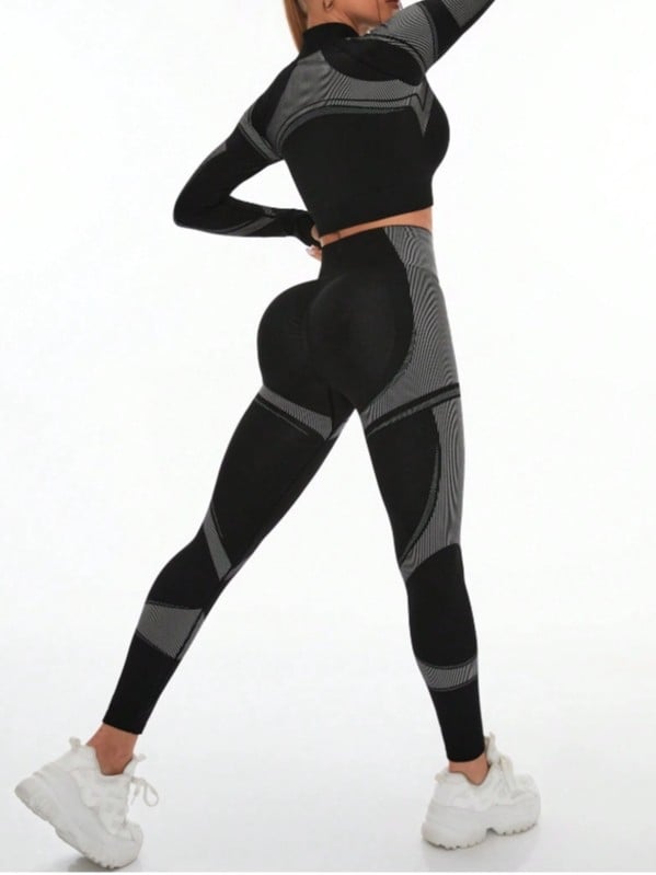 Йога комплект за жени, топ с дълъг ръкав и дълги панталони, памук/еластан, Goshman