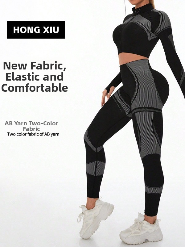 Sada na jogu pre ženy, top s dlhým rukávom a dlhé nohavice, bavlna/elastan, Goshman