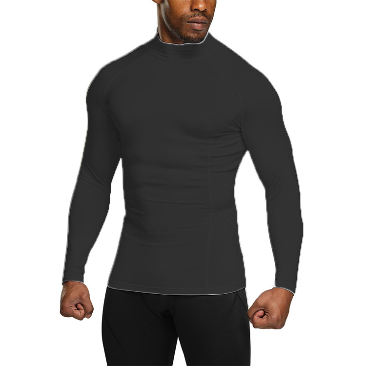 Férfi fleece-béléses hosszú ujjú téli edzőfelső, poliészter-elasztán keverék 90/10, anyag: kémiai rostok