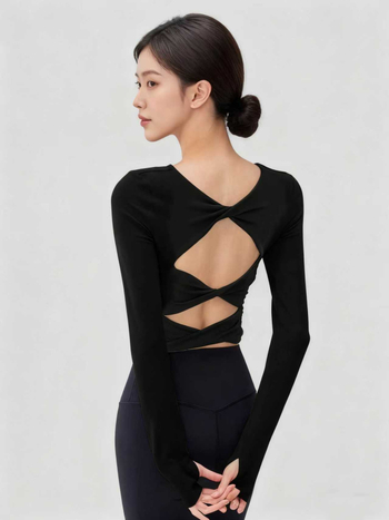 Jola jóga hosszú ujjú felső beépített melltartó párnával – karcsúsított szabású fitness felső, Nylon-Spandex 80/20