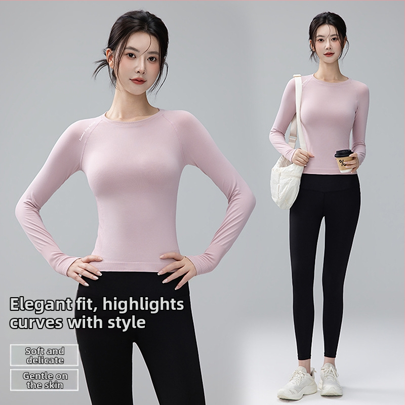 Dámske štíhle športové tielko s dlhými rukávmi, priedušné a odvádzajúce pot, materiál Nylon/Spandex (92% Nylon, 8% Spandex), dĺžka do bokov