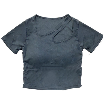 Női karcsúsított sporttop, rövid ujjú, légáteresztő, gyorsan száradó, nylon anyagú