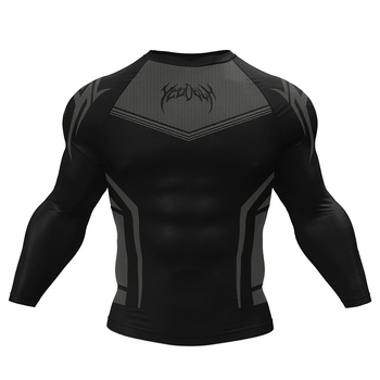 Férfi kompressziós futófelső hosszú ujjú, Milk Silk anyag, 92% poliészter, 8% spandex, gyorsan száradó