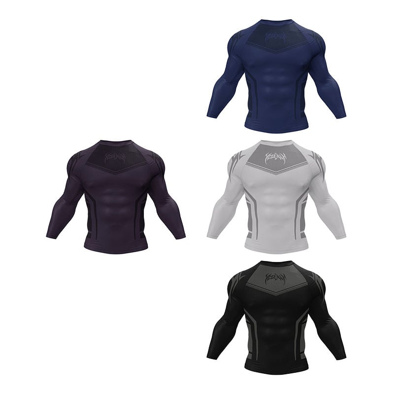 Férfi kompressziós futófelső hosszú ujjú, Milk Silk anyag, 92% poliészter, 8% spandex, gyorsan száradó