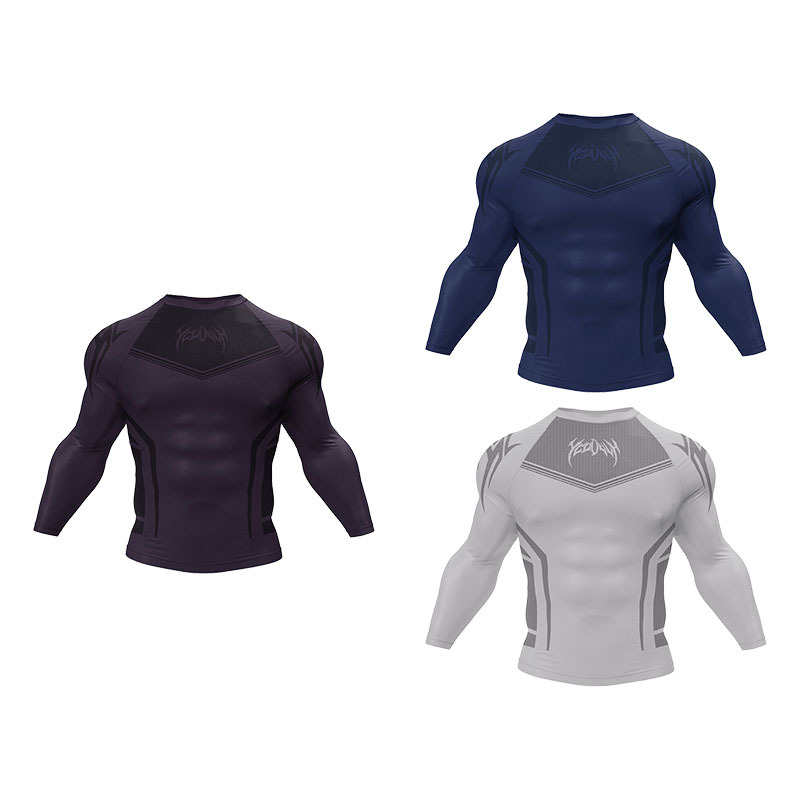 Férfi kompressziós futófelső hosszú ujjú, Milk Silk anyag, 92% poliészter, 8% spandex, gyorsan száradó