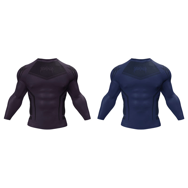 Férfi kompressziós futófelső hosszú ujjú, Milk Silk anyag, 92% poliészter, 8% spandex, gyorsan száradó