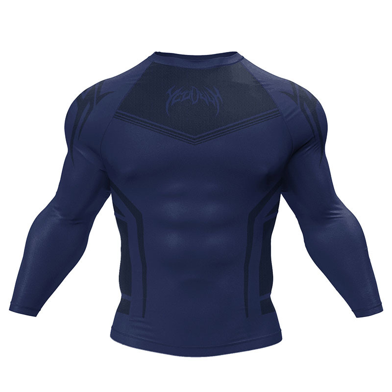 Férfi kompressziós futófelső hosszú ujjú, Milk Silk anyag, 92% poliészter, 8% spandex, gyorsan száradó