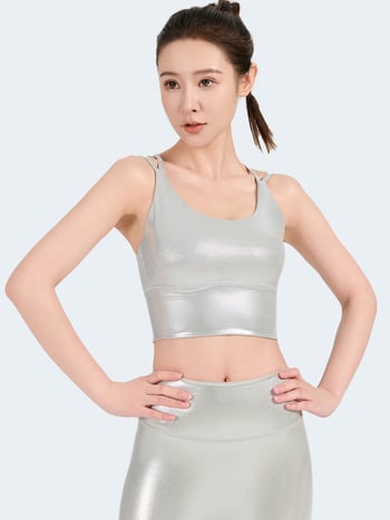 Комплект за йога без ръкави с кръстосани презрамки и висока талия за повдигане на седалището, подплатена горна част, 80% найлон / 20% спандекс