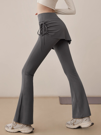 Colanți de yoga cu fustă suprapusă pentru fitness – All-in-One, din Nylon-Spandex, 70–80% Nylon, lungime 9/10, croială slim, culoare solidă