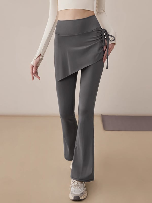 Colanți de yoga cu fustă suprapusă pentru fitness – All-in-One, din Nylon-Spandex, 70–80% Nylon, lungime 9/10, croială slim, culoare solidă