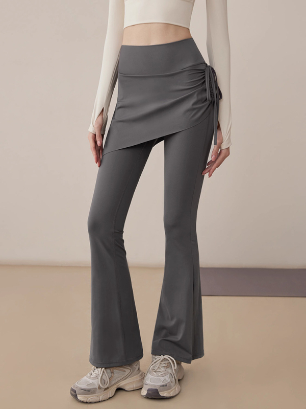 Colanți de yoga cu fustă suprapusă pentru fitness – All-in-One, din Nylon-Spandex, 70–80% Nylon, lungime 9/10, croială slim, culoare solidă