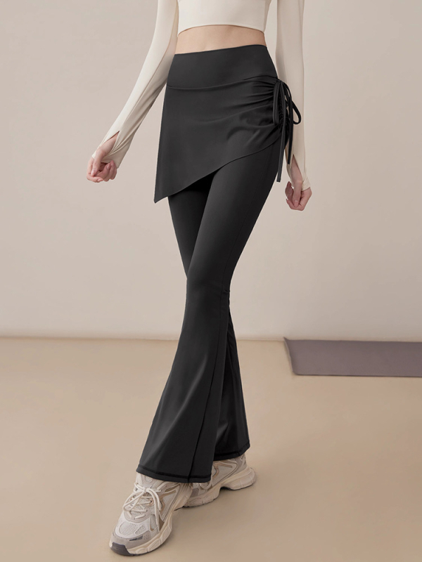 Colanți de yoga cu fustă suprapusă pentru fitness – All-in-One, din Nylon-Spandex, 70–80% Nylon, lungime 9/10, croială slim, culoare solidă