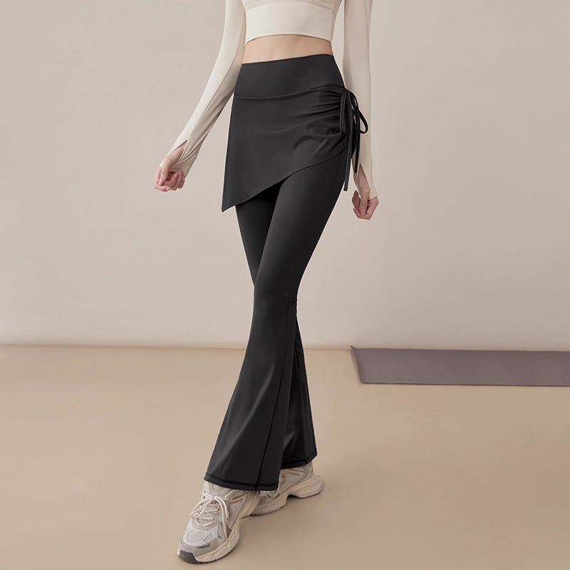 Colanți de yoga cu fustă suprapusă pentru fitness – All-in-One, din Nylon-Spandex, 70–80% Nylon, lungime 9/10, croială slim, culoare solidă