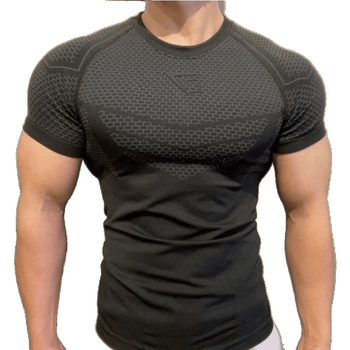 Muška ljetna fitness majica - okrugli izrez, kratki rukavi, brzo suši, prozračna, slim fit za trening