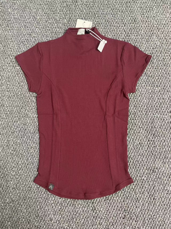 Oner Női Jóga Top — Magas Gallér, Slim-Fit, Elasztikus, Szuper Puha és Kényelmes, Könnyű Rövid Ujjú Edző Felső, Izzadságot Felszívó, 100% Spandex