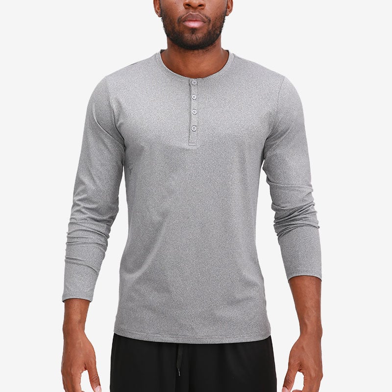 Férfi edzés hosszú ujjú felső Milk Silk anyaggal (86% poliészter, 14% spandex bélés), egyszínű mintázat, kerek nyakú, edzéshez és szabadtéri sportokhoz