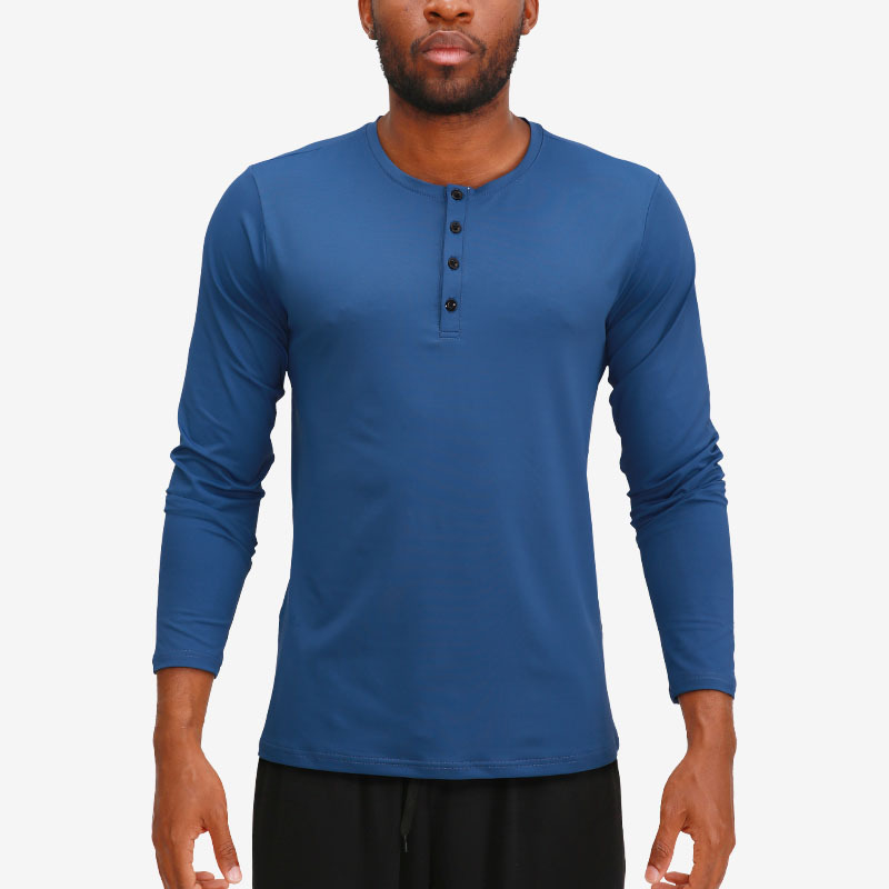 Férfi edzés hosszú ujjú felső Milk Silk anyaggal (86% poliészter, 14% spandex bélés), egyszínű mintázat, kerek nyakú, edzéshez és szabadtéri sportokhoz