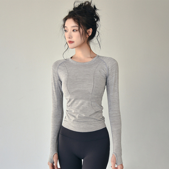Ženski joga top, slim-fit, dugi rukav, Spandex tkanina, podstava od najlona