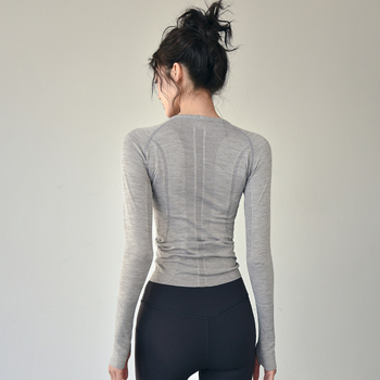 Ženski joga top, slim-fit, dugi rukav, Spandex tkanina, podstava od najlona