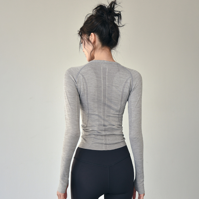 Ženski joga top, slim-fit, dugi rukav, Spandex tkanina, podstava od najlona