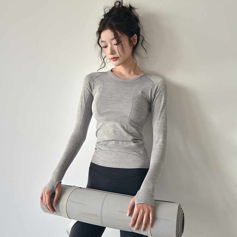 Ženski joga top, slim-fit, dugi rukav, Spandex tkanina, podstava od najlona