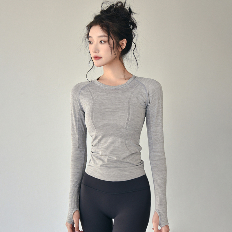 Ženski joga top, slim-fit, dugi rukav, Spandex tkanina, podstava od najlona