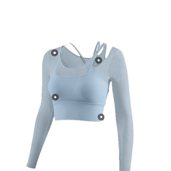 Női jóga felső beépített melltartóval, hosszú ujjú, szoros, nejlon-Spandex keverék