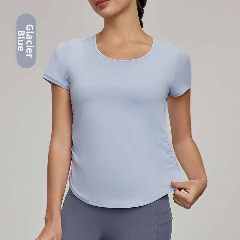 Tricou yoga cu panou din plasă pe spate – mâneci scurte, protecție UV, jerseu poliuretan, 85% poliester 15% spandex