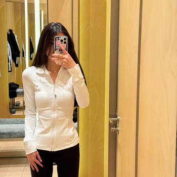 Női jóga dzseki hosszú ujjú, álló gallérral, normál hosszúságú, nylon anyag, melegítő és formázó