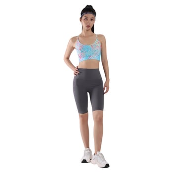 Varrás nélküli leopard mintás sport-top – hát nélküli, levehető dupla vállpántok, levehető párnák