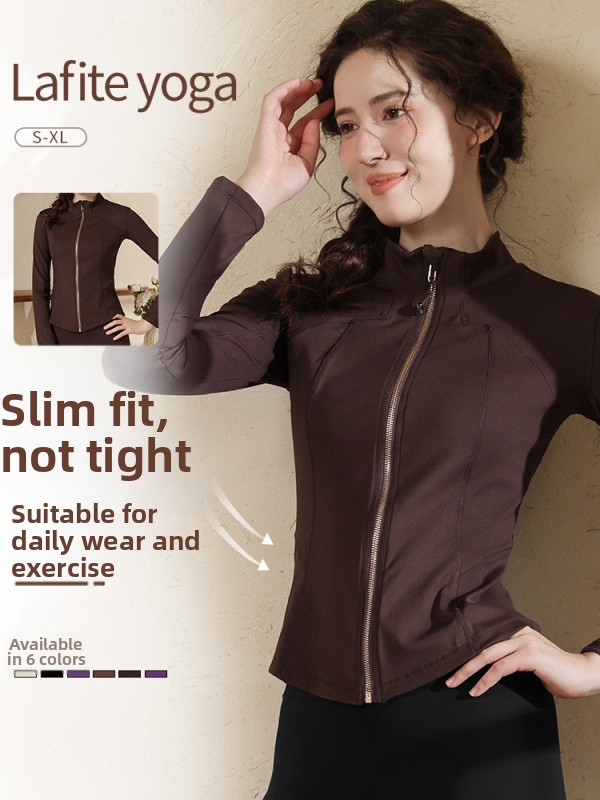 Ženský športový set na jogu a cyklistiku so stojacim golierom, úzky strih, rýchloschnúci materiál, vrchný diel s cyklozipsom