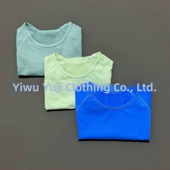 Ženský bezšvový krátky rukáv športový top na jogu, vlhkosť odvádzajúci nylon-spandex (90/10), úzky strih, Yuji Yj-dx01, leto 2025