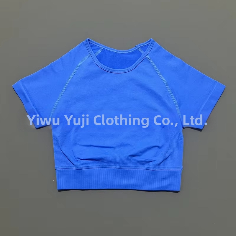 Ženský bezšvový krátky rukáv športový top na jogu, vlhkosť odvádzajúci nylon-spandex (90/10), úzky strih, Yuji Yj-dx01, leto 2025