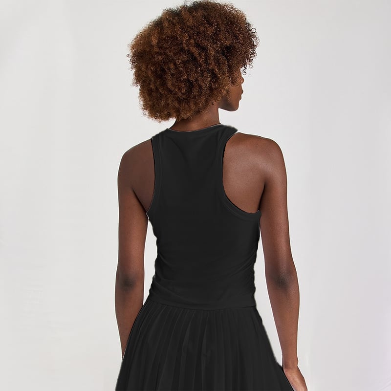 Naistele spordikomplekt: vest ja plisseeritud seelik, hingav, keemiliste kiudude segu (Nylon 88% / vooder Spandex 12%), kevad-suvi