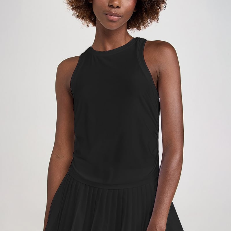 Naistele spordikomplekt: vest ja plisseeritud seelik, hingav, keemiliste kiudude segu (Nylon 88% / vooder Spandex 12%), kevad-suvi